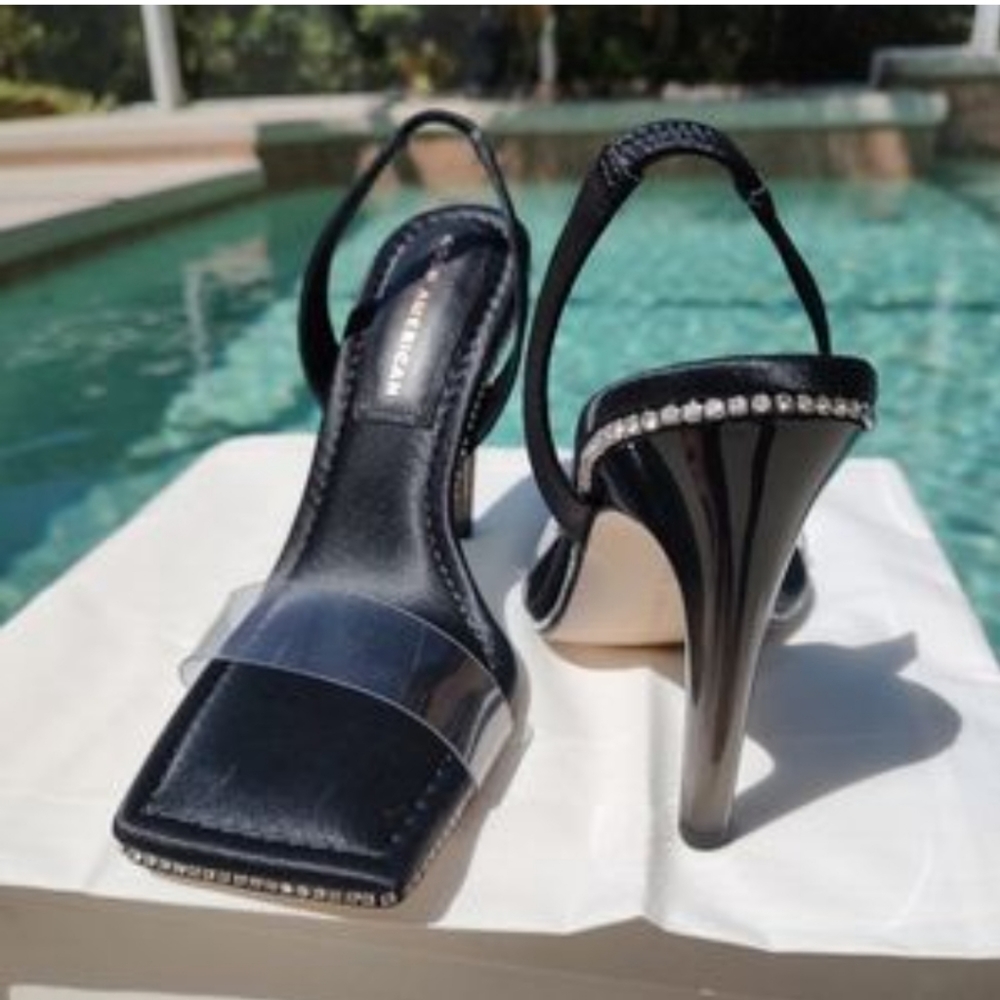 Good American Open Square Toe Heels, color black Size 7 - Picture 2 of 10